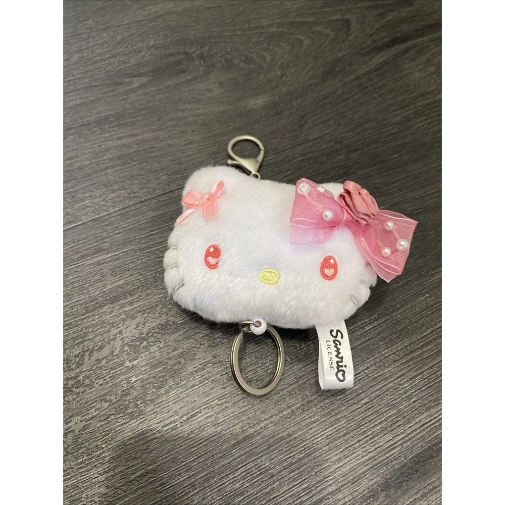 Sanrio Hello Kitty Face Plush Keychain Pendant Key Ring For Bags Cars Toy Mascot
